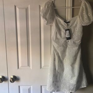 Brand new white nasty gal dress with puff sleeves